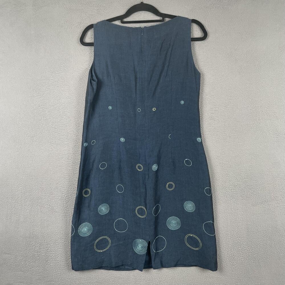 Casual Corner Dress Womens 12 Blue Sheath Knee Length Sleeveless Polka Dot - Picture 2 of 9